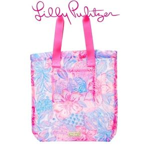 NWT $78 Lilly Pulitzer Pink Isle Snappy Turtle Mesh Shopper’s Tote